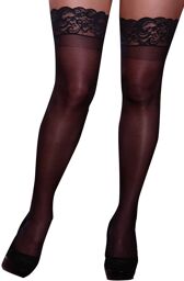 Dreamgirl Bas noirs grande taille nylon autofixants jarretières dentelle - DG0005XBLK Noir