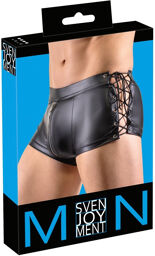 Boxer ajusté à lacets avec zip érotique Noir