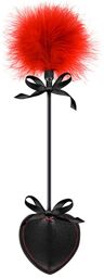 Cravache Coeur Noire BDSM avec Plumeau Rouge Rouge