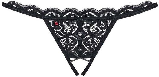 String Ouvert en Dentelle 831-THC-1 Noir