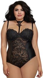 Body string grande taille noir en dentelle - DG11869XBLK Noir