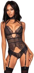 Body string style guêpière noire avec porte jarretelles ajustables - DG12462BLK Noir