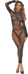 Combinaison en résille fantaisie noire, dos nu Noir