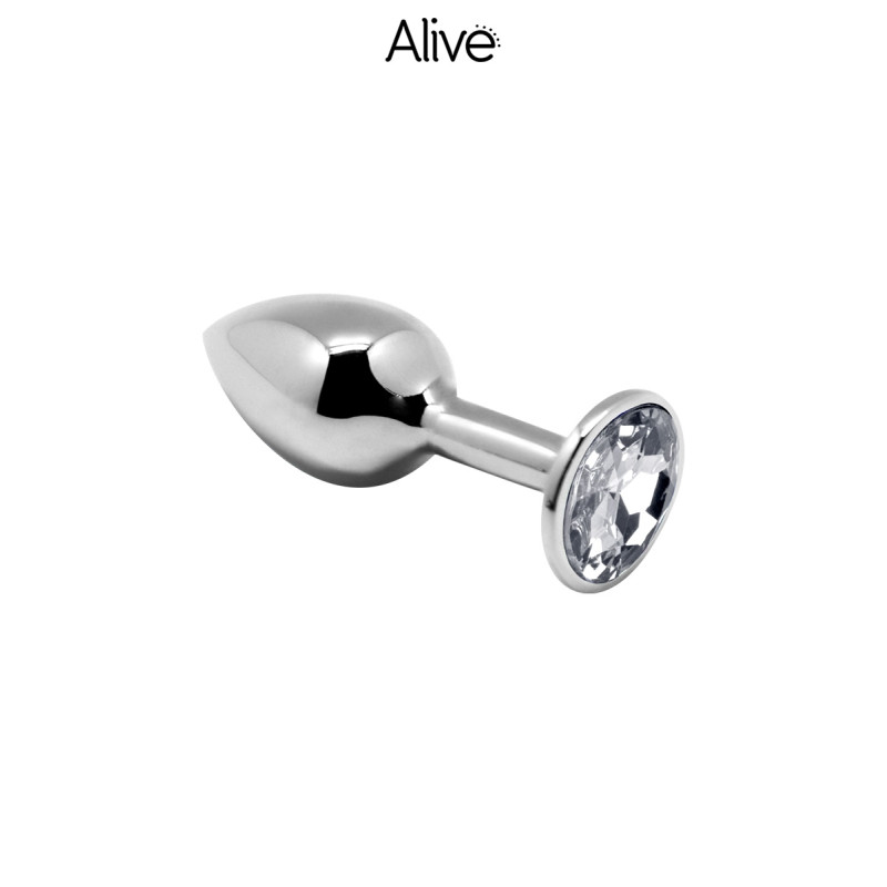 Plug métal bijou transparent L