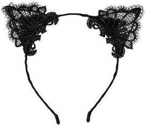 Serre-Tête Oreilles de Chat Dentelle Noir