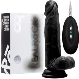 Gode Réaliste Noir Vibrant 20 cm avec testicules et ventouse 8