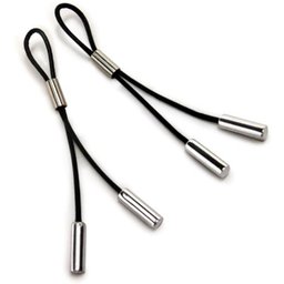 - Pompons en Cuir pour Tétons - Noir & Argent