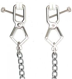 Pinces à seins réglables avec chaîne - Argent