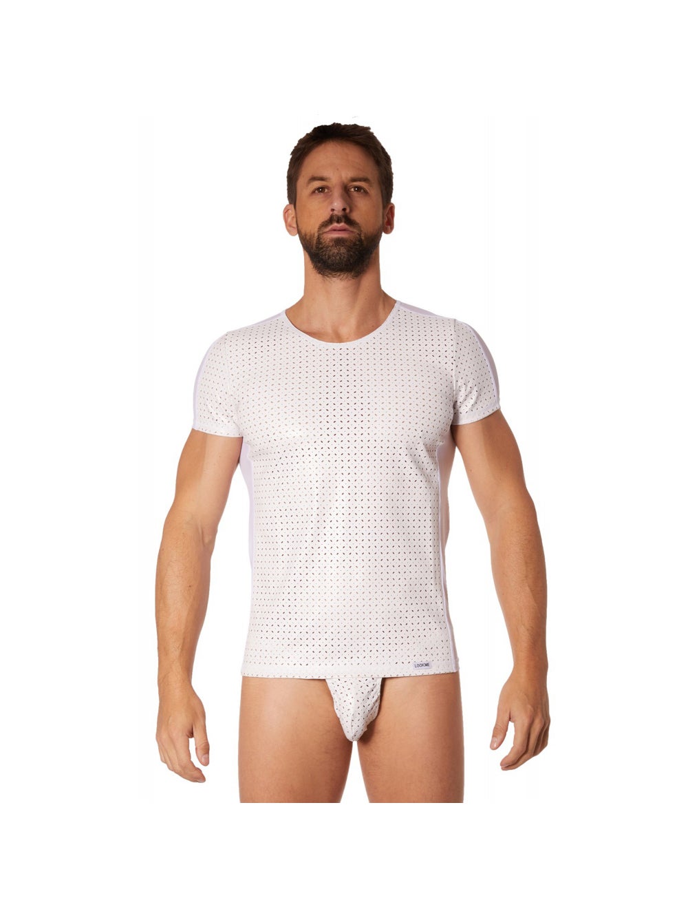 T-Shirt Simili Cuir Ajouré LM811 Blanc