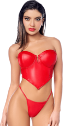 Ensemble 2 pièces en similicuir rouge lisse Rouge