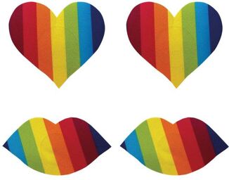 Cache-Tétons Nipplicious Rainbow Coeur et Bouche Multicolore