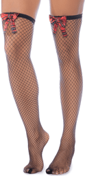 Mapalé Bas résille noire avec nœuds rouges écossais Black/Plaid