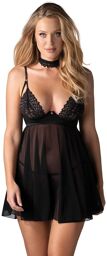 Donarella babydoll et String - Noire - NP Noir