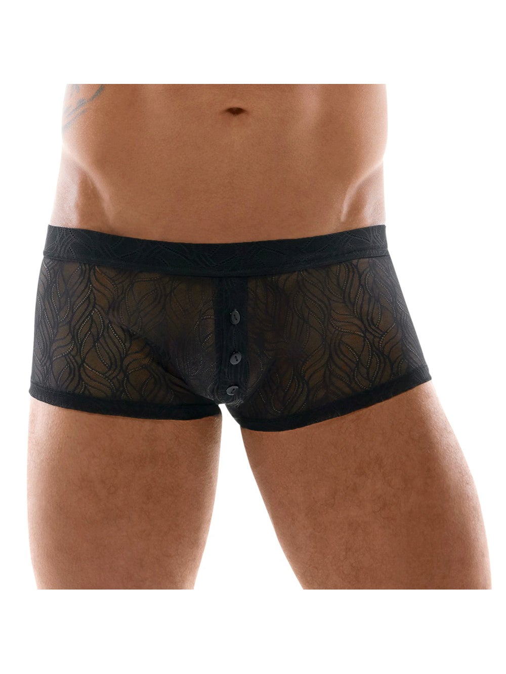 Boxer boutons dentelle noir