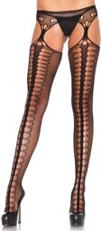 Collant Jarretelles géométrique - LEG AVENUE Noir