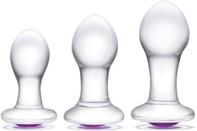 GLÄS Kit d'entraînement anal en verre lisse 3 pièces