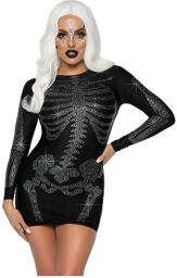 Robe Squelette 86928 Strass Noire Noir