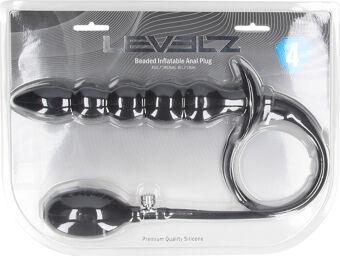 Plug anal en silicone gonflable à perles - Noir