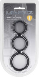 Set de 3 Cockrings en Silicone Wide O - S/M/L - Noir