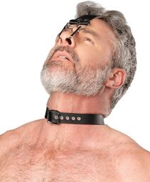 Harnais en Cuir avec Crochets de Nez - Noir