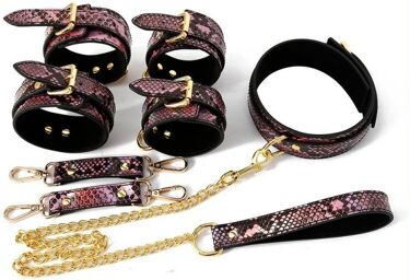 Kit Sm Snakine Collier et Menottes Noir-Rose