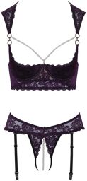 Ensemble Dentelle Fine Noir et violet