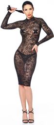 Robe courte résille AZIA Tatouages maori Noir
