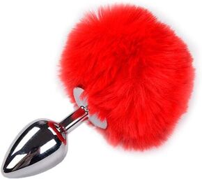 Plug anal en métal Fluffy M Rouge