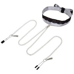 - Collier en satin avec pinces à tétons