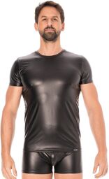 T-shirt simili cuir noir Noir