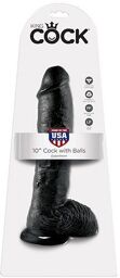 Gode ventouse testicules Noir - 25 cm Ø 5 cm