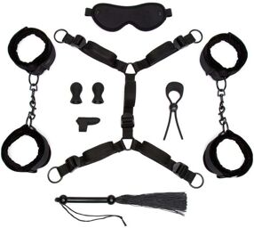 Kit Bondage All Tied Up 8 Pièces Noir