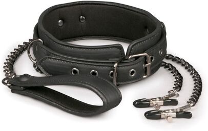 Collier en cuir avec chaînes pour tétons