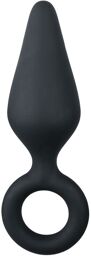 Plug anal noir avec anneau de traction - Moyen