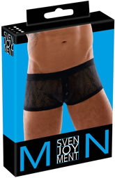 Boxer en dentelle extensible avec ouverture boutonnée Noir