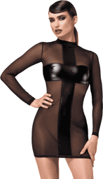 F369 Crossfire Mini Robe en maille et wetlook Noir