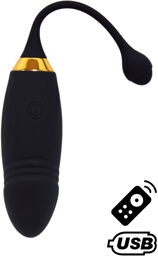 HAPPY, Un Œuf vibrant long USB avec télécommande, dans un silicone médical doux et lisse