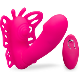 Culotte vibrante papillon clitoris et point G percussions et vibrations Vibromasseur femme et couple - Rose
