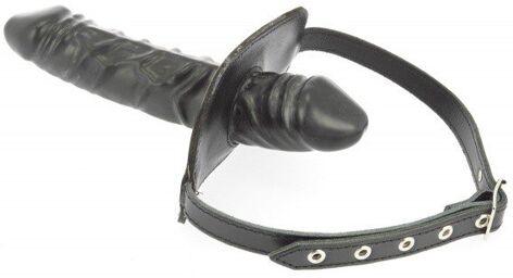 Bâillon avec pénis latex intérieur (4 x 6 cm.) et extérieur (4 x 13 cm)