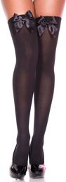 Bas opaques noirs noeuds satinés noirs - MH4742BLK Noir