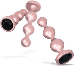 Ensemble de 3 plugs anaux en métal - Or rose