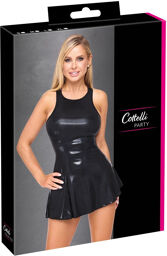 Robe courte en wetlook brillant Noir