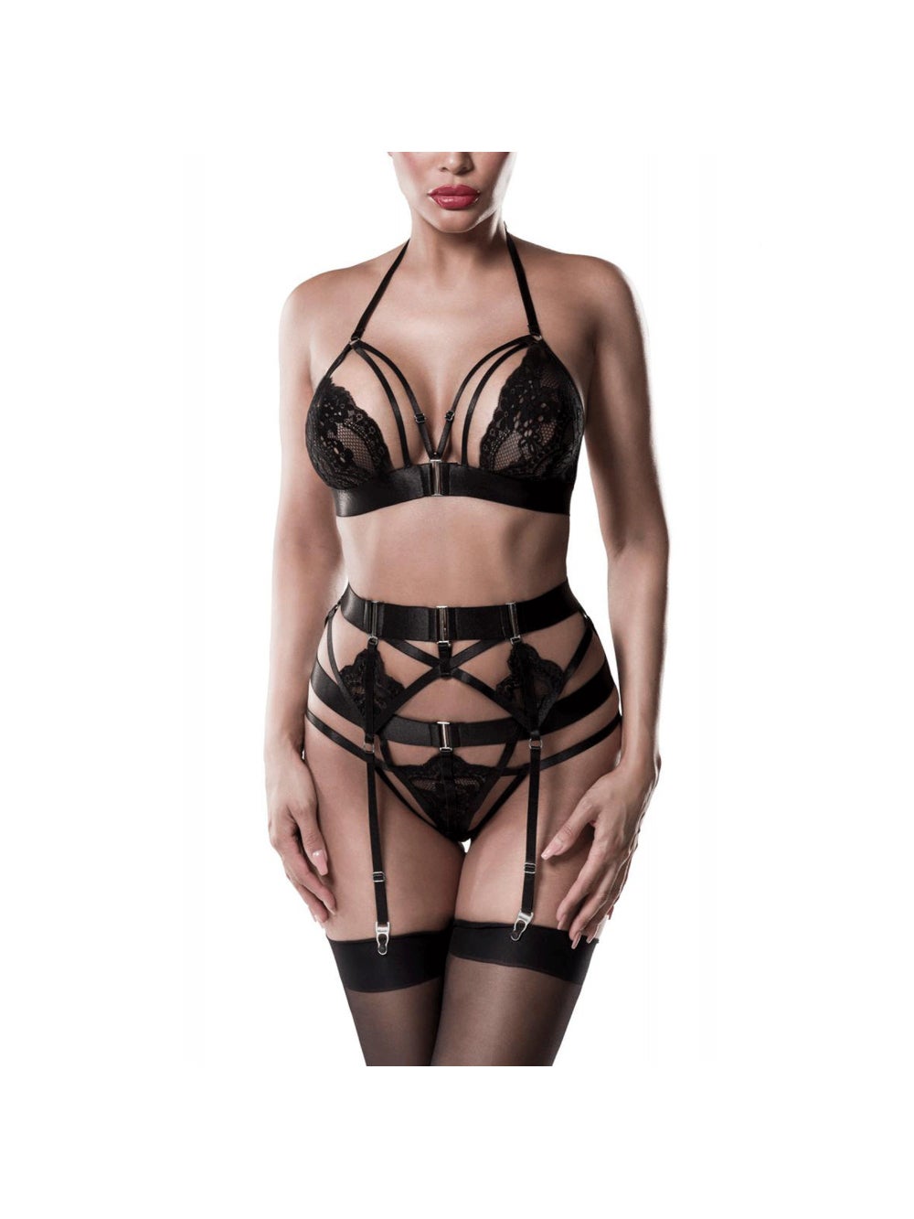 Ensemble 3 pièces dentelle 20059 Devote noir