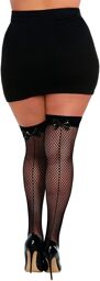 Bas fine résille grande taille avec jarretières noires - DG0365XBLK Noir