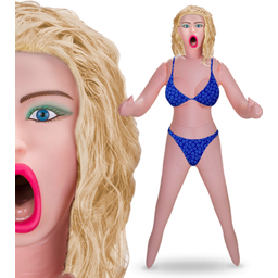 Poupée gonflable blonde bouche ouverte