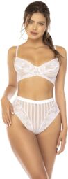 Ensemble 2 pièces blanc Emberly, soutien gorge et culotte taille haute Blanc
