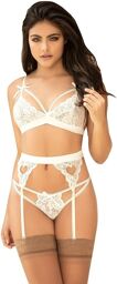 Mapalé Ensemble 3 pièces ivoire soutien-gorge string porte-jarretelles Ivoire