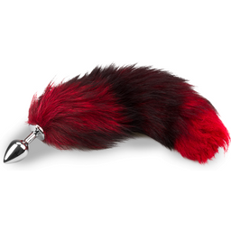 Plug queue de renard fourrure noire et rouge