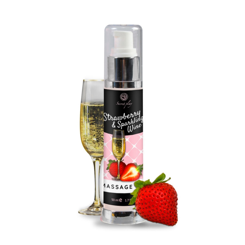 Huile de massage fraise et vin pétillant