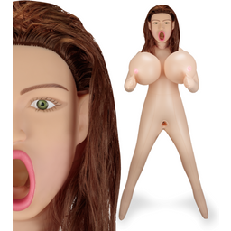 Poupée gonflable poitrine XXL châtain tête 3D suceuse Edna